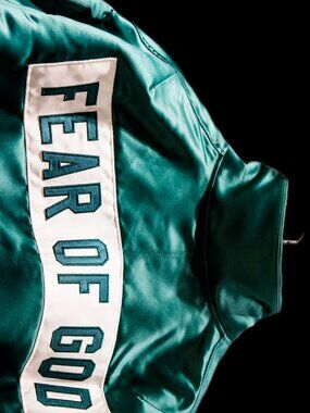 NWT Green Satin/Silk Quarter-Zip Pullover by fear of god xl mens collection 2 !!